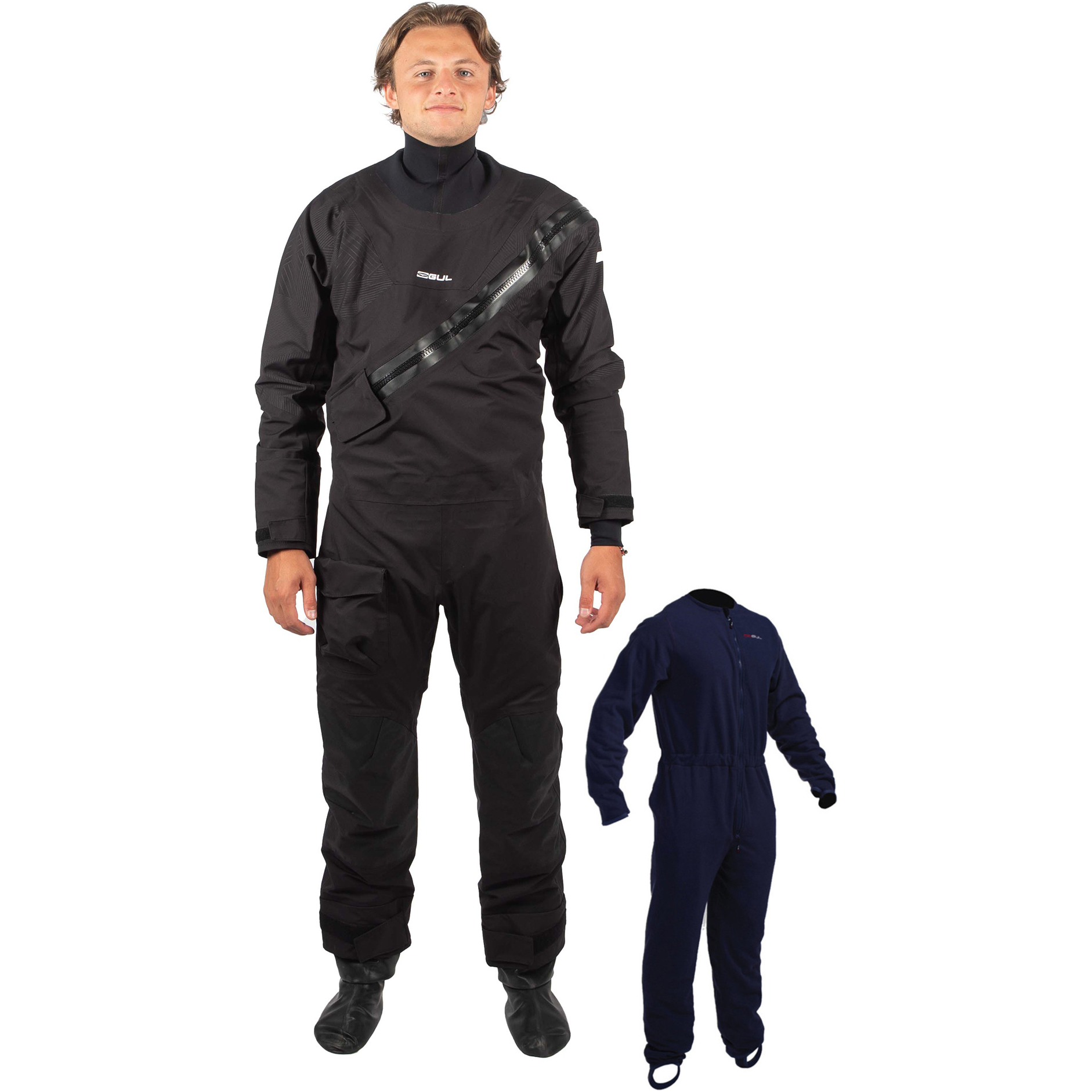 2025 Gul Mens Dartmouth Eclip Zip Drysuit & Underfleece GM0378-B9 - Black